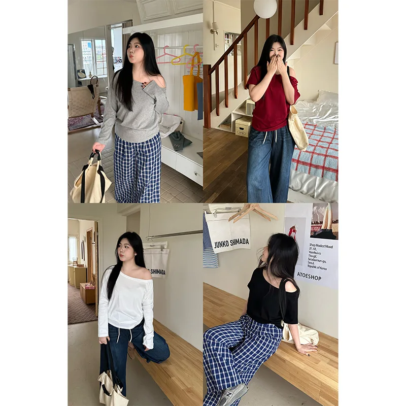 NINI ONE Korean Sle Slimming oulder Top Lazy ort Sve Long Sve Versatile One oulder T-irt for plus Size Women
NINI ONE Korean Sle Slimming oulder Top Lazy ort Sve Long Sve Versatile One oulder T-irt for plus Size Women