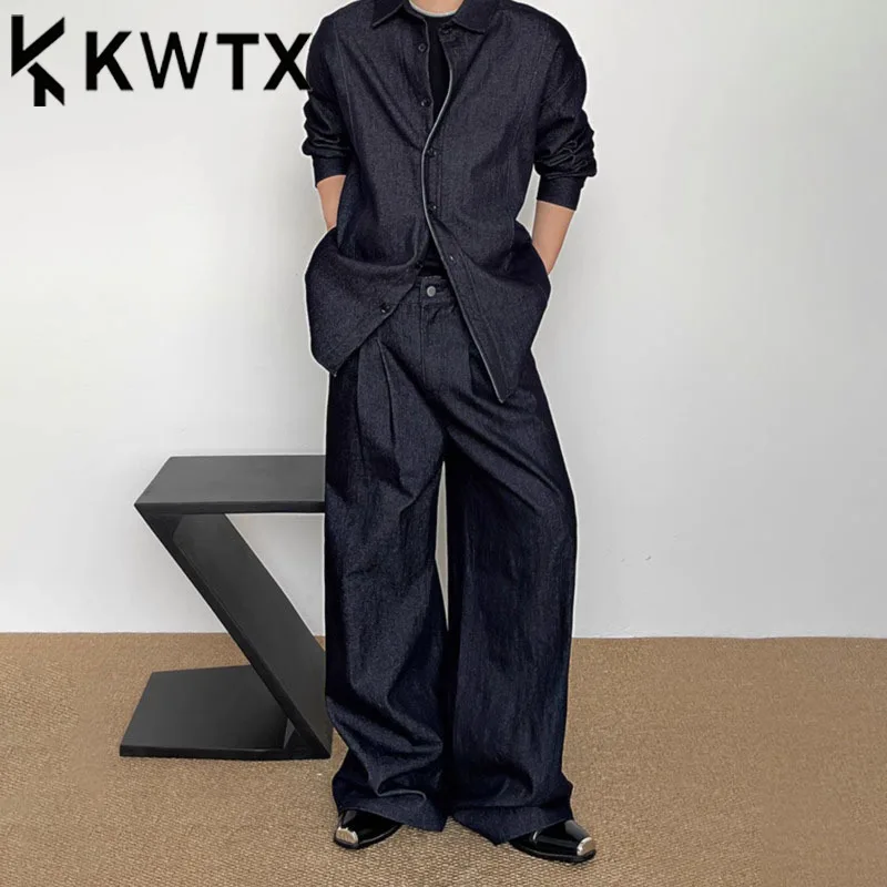 KWTX Women’s Denim Blue 2-Piece Set Casual Shirt Jacket & Wide Leg Pants Vintage Streetwear SS25 Chic Designer Outfit
KWTX Women’s Denim Blue 2-Piece Set Casual Shirt Jacket & Wide Leg Pants Vintage Streetwear SS25 Chic Designer Outfit
