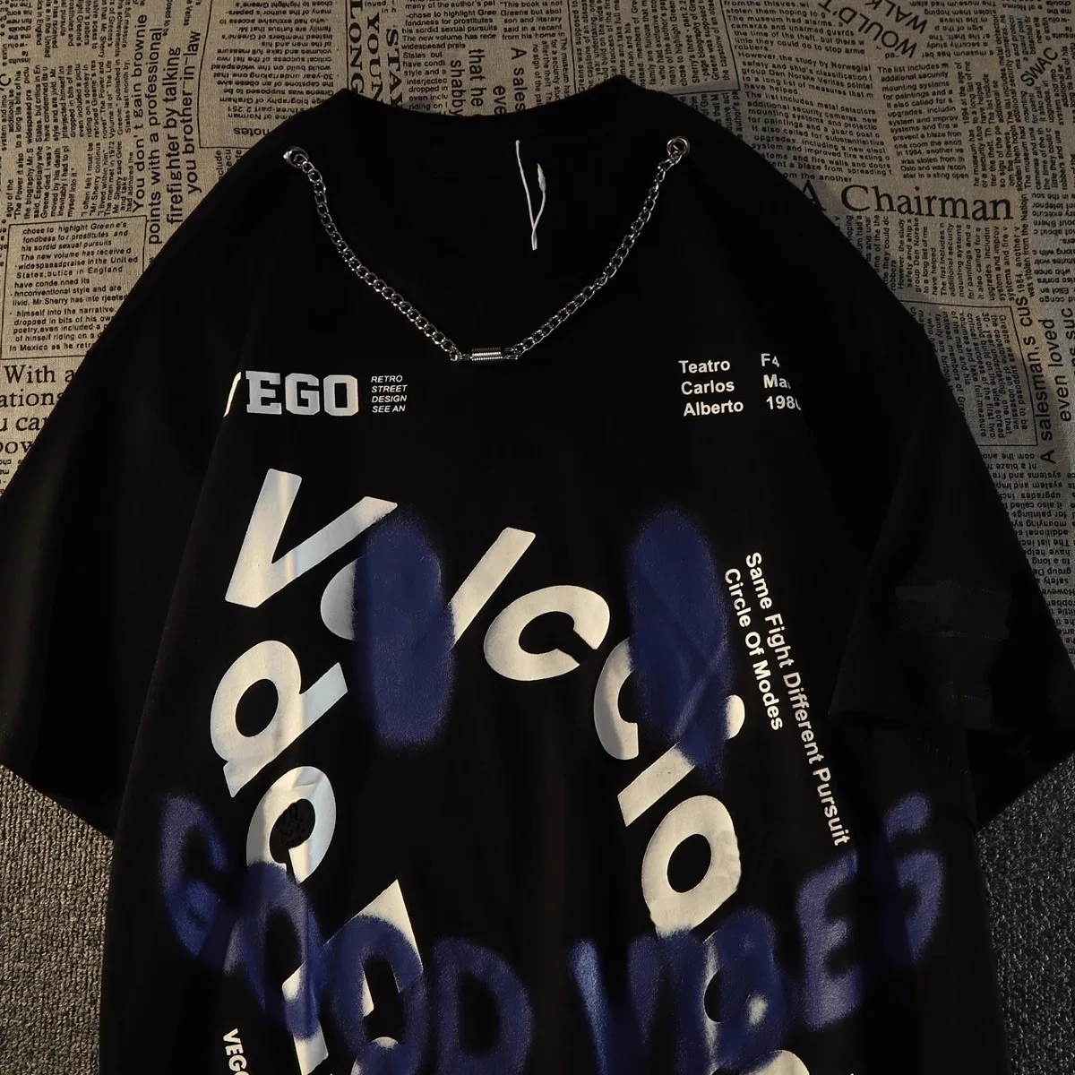Motorcycle High Street Necklace Short-Sleeved Men's and Women's Summer Trendy Street Couple Loose Half-Sleeved Tops
Motorcycle High Street Necklace Short-Sleeved Men's and Women's Summer Trendy Street Couple Loose Half-Sleeved Tops