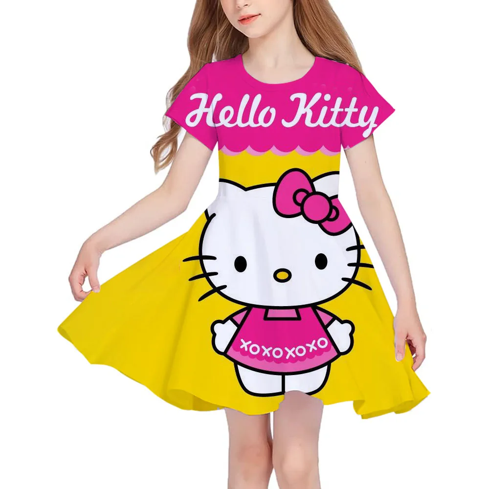 Новая летняя детская одежда, платье с короткими рукавами и принтом Hello Kitty, повседневное дышащее платье принцессы для девочек 3-14 лет, 2024
Новая летняя детская одежда, платье с короткими рукавами и принтом Hello Kitty, повседневное дышащее платье принцессы для девочек 3-14 лет, 2024