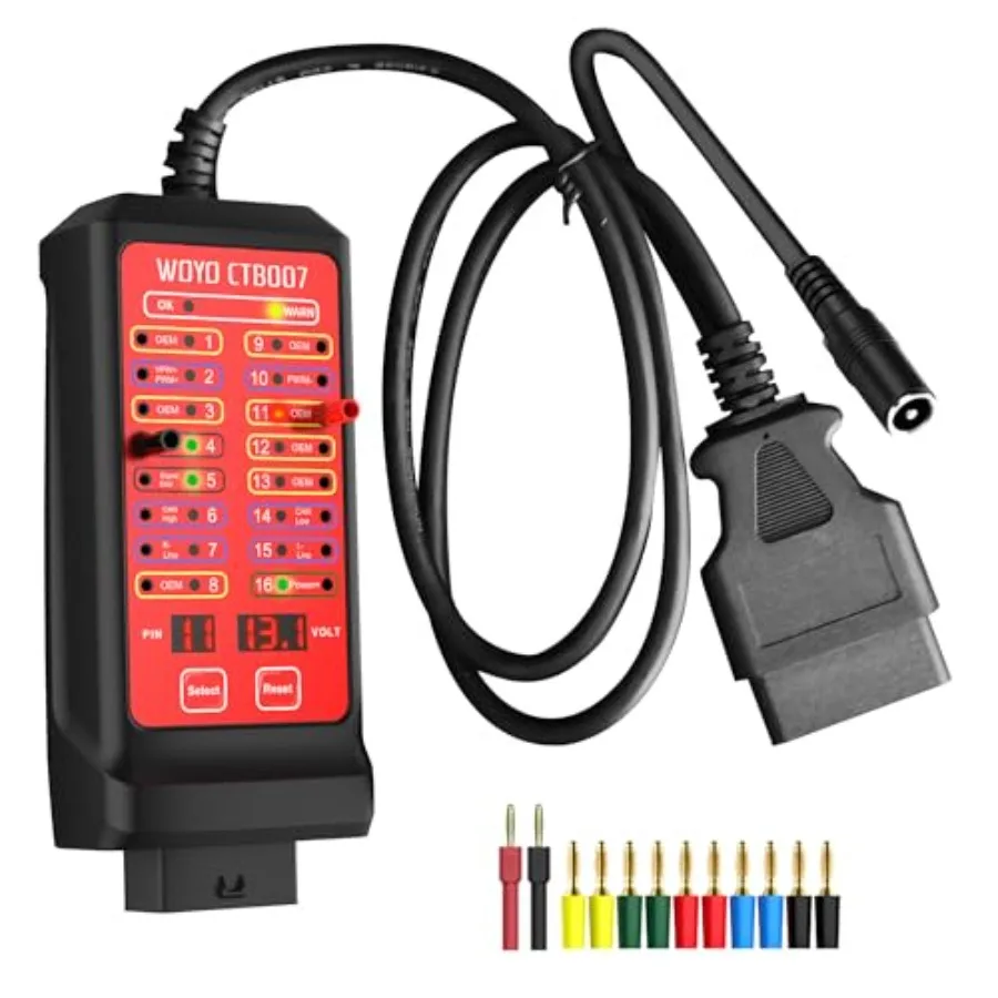 Automotive OBD2 diagnostic tool, ABS plastic, black, 12V/24V CAN tester with 27-inch extension cable and digital VPP voltage mo
Automotive OBD2 diagnostic tool, ABS plastic, black, 12V/24V CAN tester with 27-inch extension cable and digital VPP voltage mo