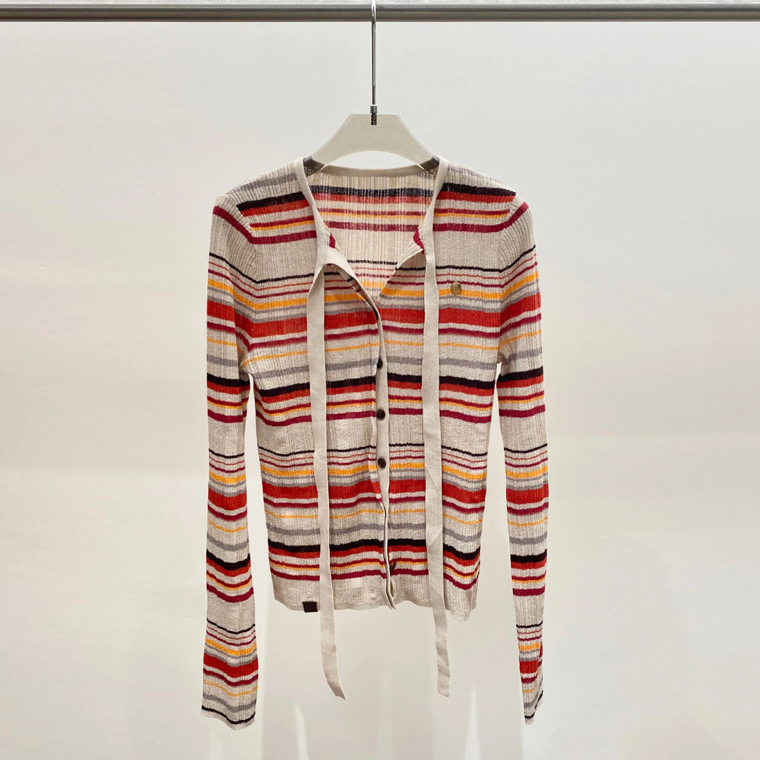 Soft Long Sleeve Knitted Cardigan Vintage Rainbow Stripes Belted South Oil High End Women's Fashion Spring New Arrival
Soft Long Sleeve Knitted Cardigan Vintage Rainbow Stripes Belted South Oil High End Women's Fashion Spring New Arrival