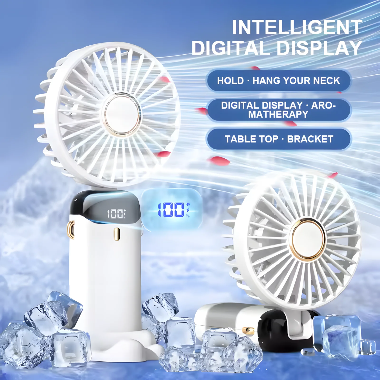 Portable Handheld Rechargeable Fan, 5 Speeds LED Display 90° Adjustable Foldable Neck Hanging Fan with Phone Stand
Portable Handheld Rechargeable Fan, 5 Speeds LED Display 90° Adjustable Foldable Neck Hanging Fan with Phone Stand