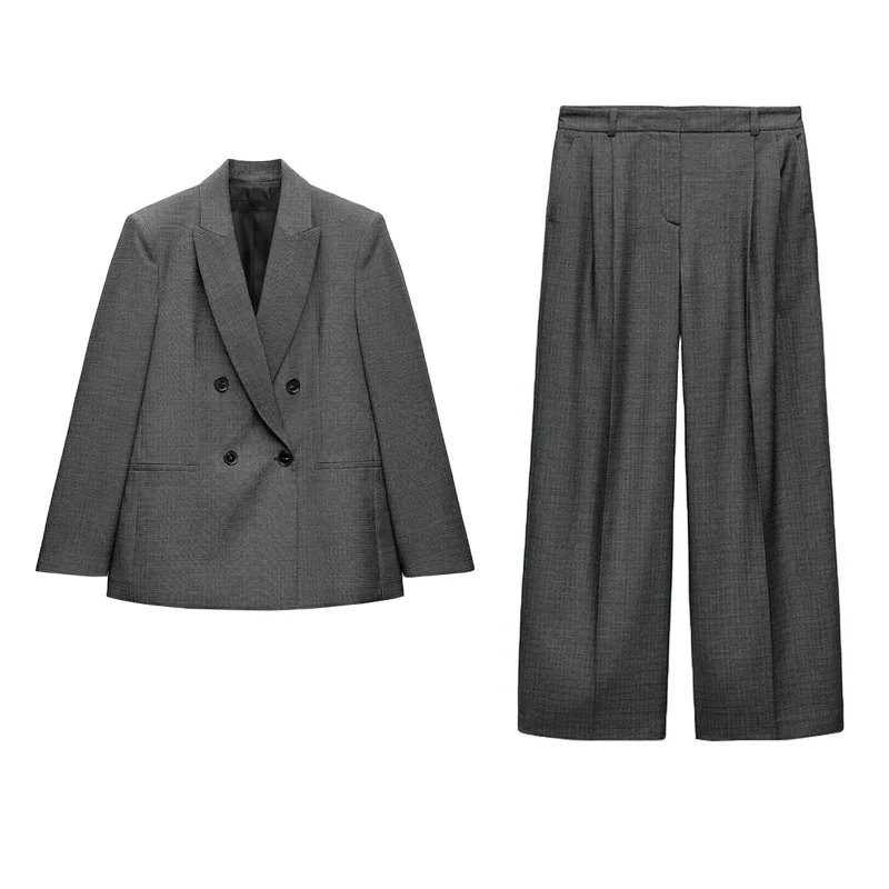 Spring New Women's Suit Wide Leg Pants with oulder Pads Double Breasted Jaet Faionable Two Piece Set Long Sve Polyes...
Spring New Women's Suit Wide Leg Pants with oulder Pads Double Breasted Jaet Faionable Two Piece Set Long Sve Polyes...