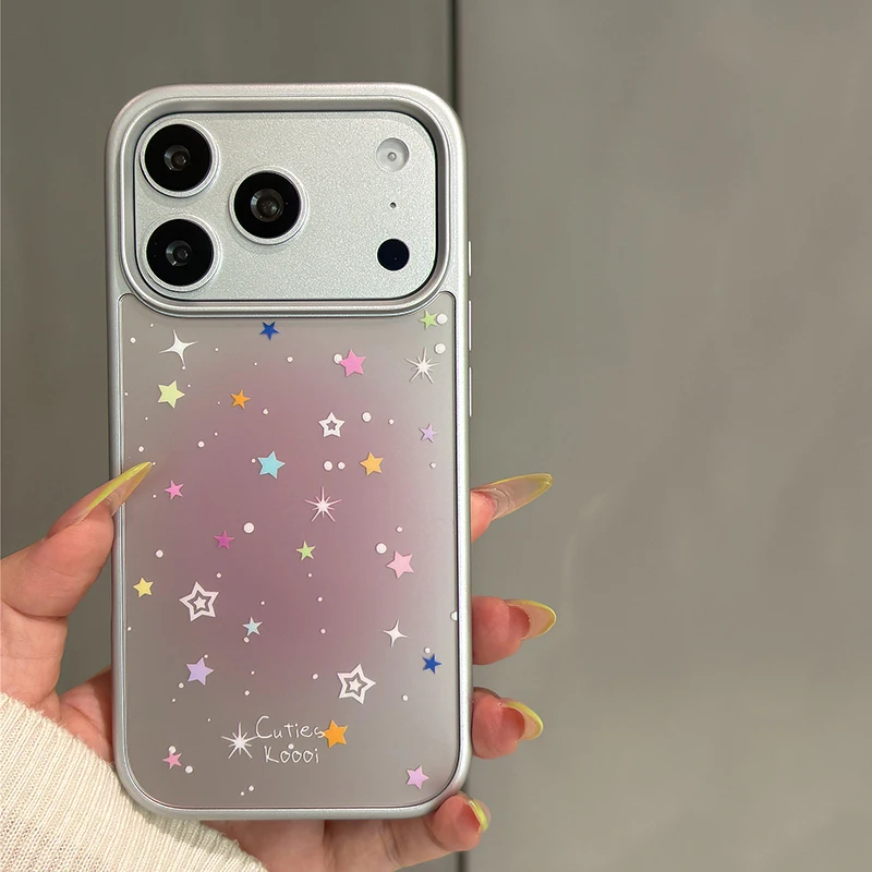 Pink Gradient Glitter Star Phone Case For iPhone 17 16 15 Pro Max Plating Silver Frame Hard Back Cover Shell
Pink Gradient Glitter Star Phone Case For iPhone 17 16 15 Pro Max Plating Silver Frame Hard Back Cover Shell