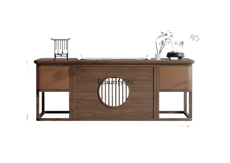 Chinese-style living room large solid wood study desk North American black walnut light luxury modern calligraphy table2005
Chinese-style living room large solid wood study desk North American black walnut light luxury modern calligraphy table2005
