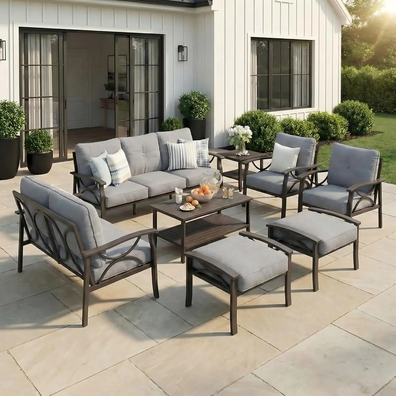 8-Pieces Outdoor Patio Furniture Set, Outdoor Metal Sectional Furniture with Cushions, Outdoor Conversation Seating Set, Custom
8-Pieces Outdoor Patio Furniture Set, Outdoor Metal Sectional Furniture with Cushions, Outdoor Conversation Seating Set, Custom
