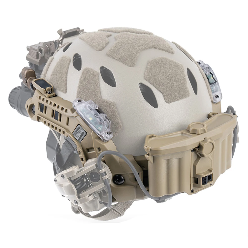 Tactical Modular ARC Rail Set With LED Light IR Flashlight Signal Light Battery Box Integrated Hunting Fast Airsoft Helmet Gear