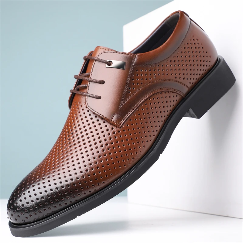 Men's Summer Breathable Leather Shoes Fashionable British Style Comfortable Business Derby Shoes with Hollow Design-SJ2288-1
Men's Summer Breathable Leather Shoes Fashionable British Style Comfortable Business Derby Shoes with Hollow Design-SJ2288-1