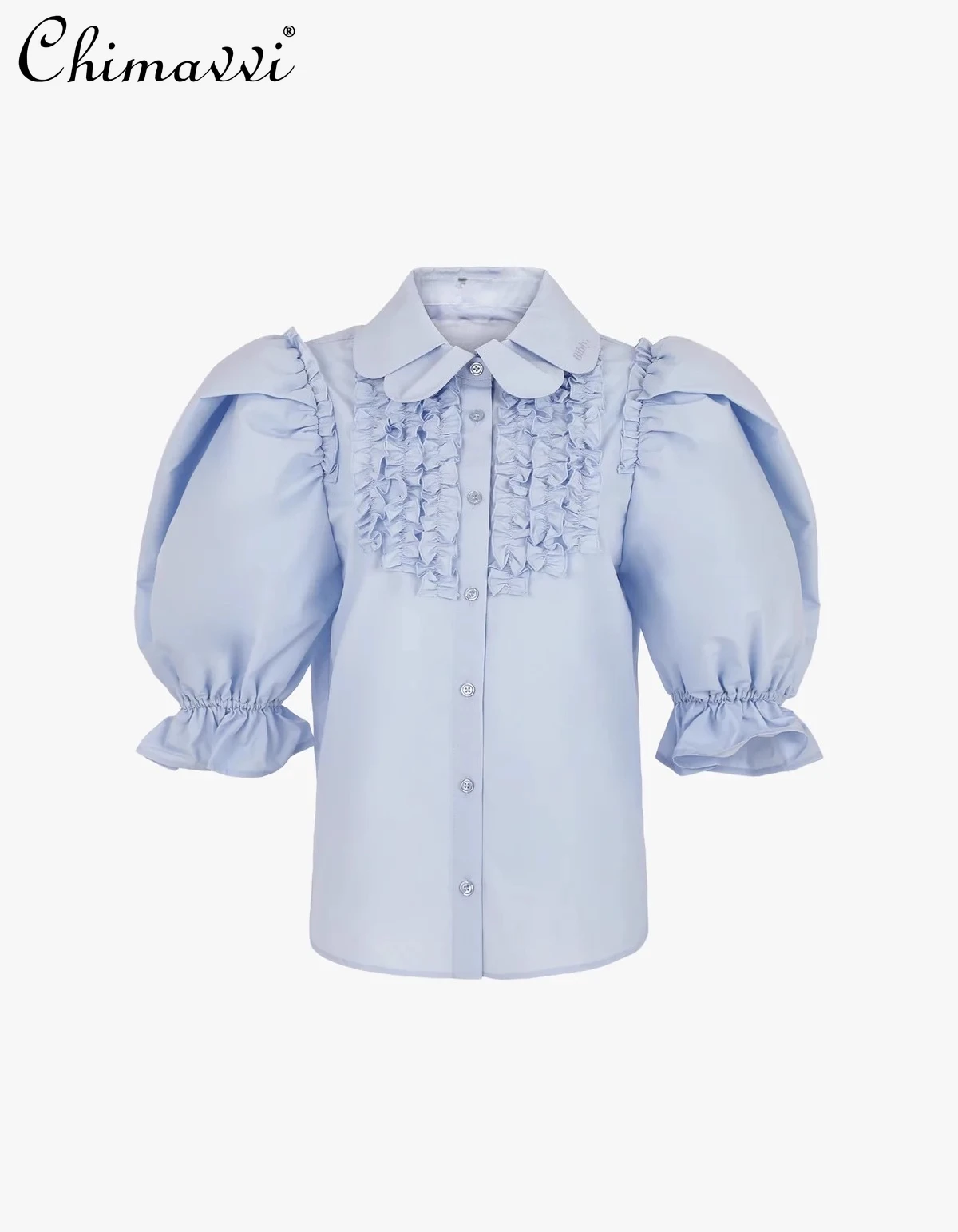 Japanese Sweet Petal Collar Pleated Fungus Edge Shirt Top 2025 Summer Cute Girl Bubble Sleeve Loose Temperament Blouse Women
Japanese Sweet Petal Collar Pleated Fungus Edge Shirt Top 2025 Summer Cute Girl Bubble Sleeve Loose Temperament Blouse Women