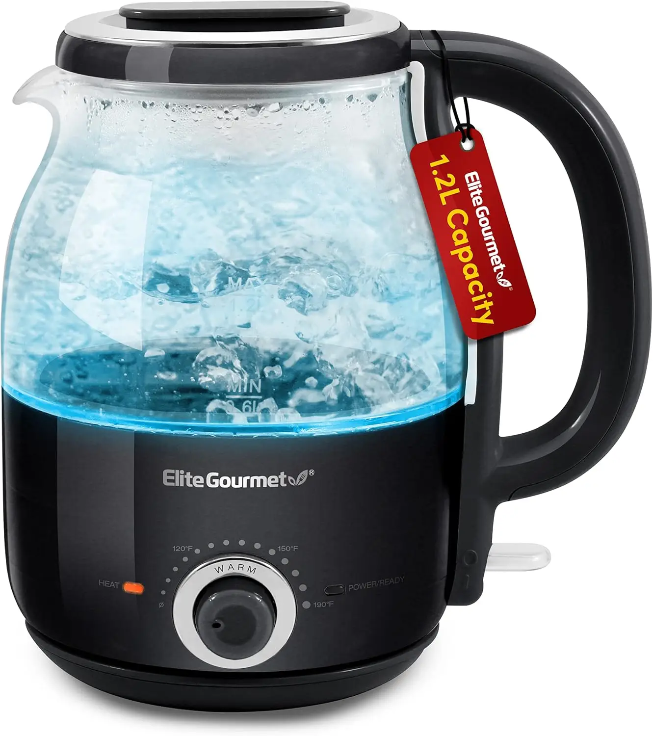 EKT1220B 1.2L Electric Glass Kettle, 1200W, BPA-Free, Temperature Control, Cordless 360° Base, Blue LED, Auto Shut-Off, Black
EKT1220B 1.2L Electric Glass Kettle, 1200W, BPA-Free, Temperature Control, Cordless 360° Base, Blue LED, Auto Shut-Off, Black