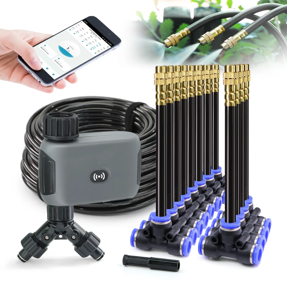 2.4GHz WIFI Garden Irrigation Timer Kit Quick Connect Flexible Bending Adjustable Brass Spray Nozzle Automatic Watering System
2.4GHz WIFI Garden Irrigation Timer Kit Quick Connect Flexible Bending Adjustable Brass Spray Nozzle Automatic Watering System