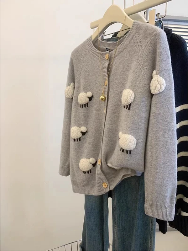 Extra Large 300 Pou ey Heavy Embroidery Bear Loose Women's Knitted Cardigan Long Sve round Ne Casual Sle Top
Extra Large 300 Pou ey Heavy Embroidery Bear Loose Women's Knitted Cardigan Long Sve round Ne Casual Sle Top