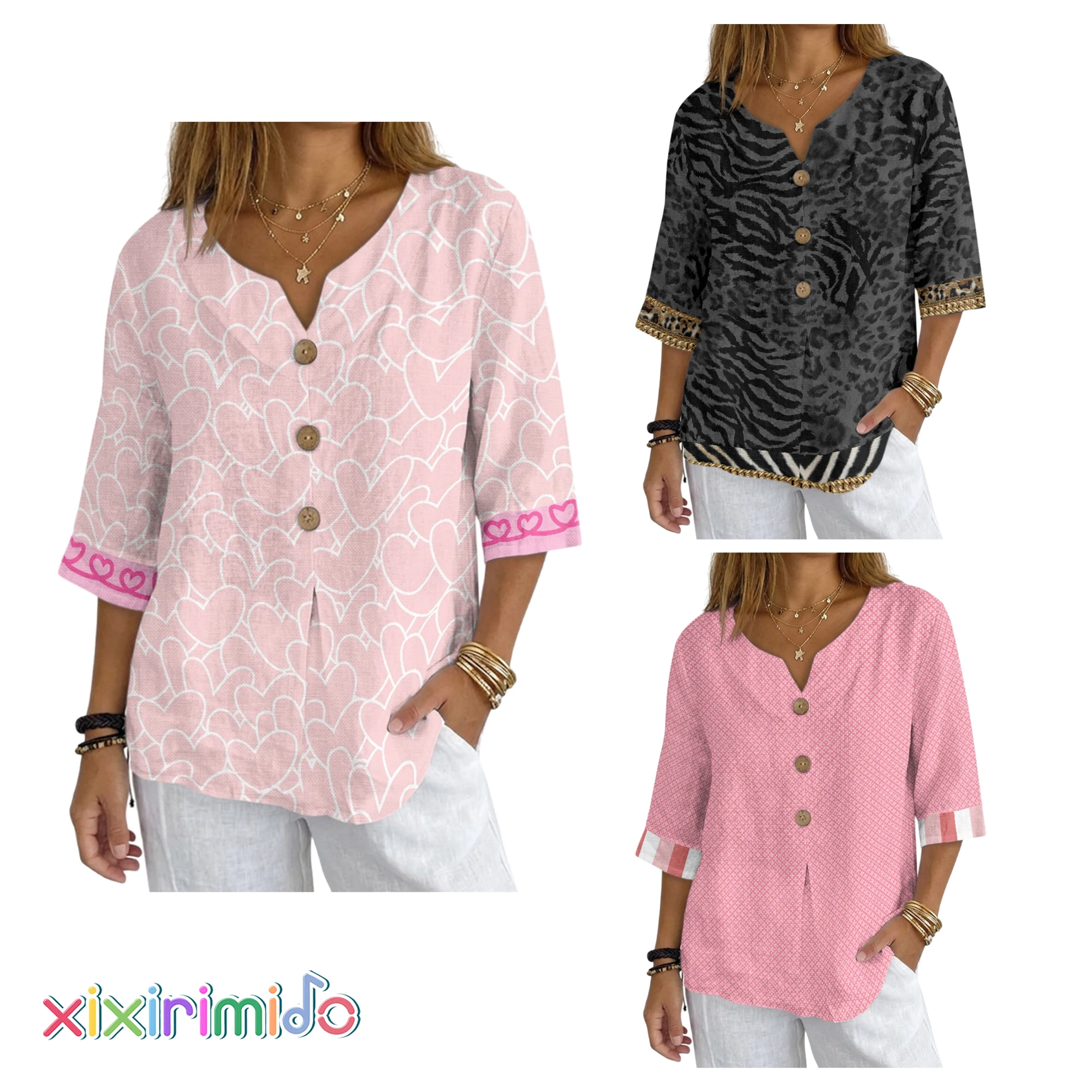 XIXIRIMIDO 2026 Women's Casual Linen Short-Sleeve V-Neck Tie with Decorative Buckle Loose Fit Summer Basic Style
XIXIRIMIDO 2026 Women's Casual Linen Short-Sleeve V-Neck Tie with Decorative Buckle Loose Fit Summer Basic Style