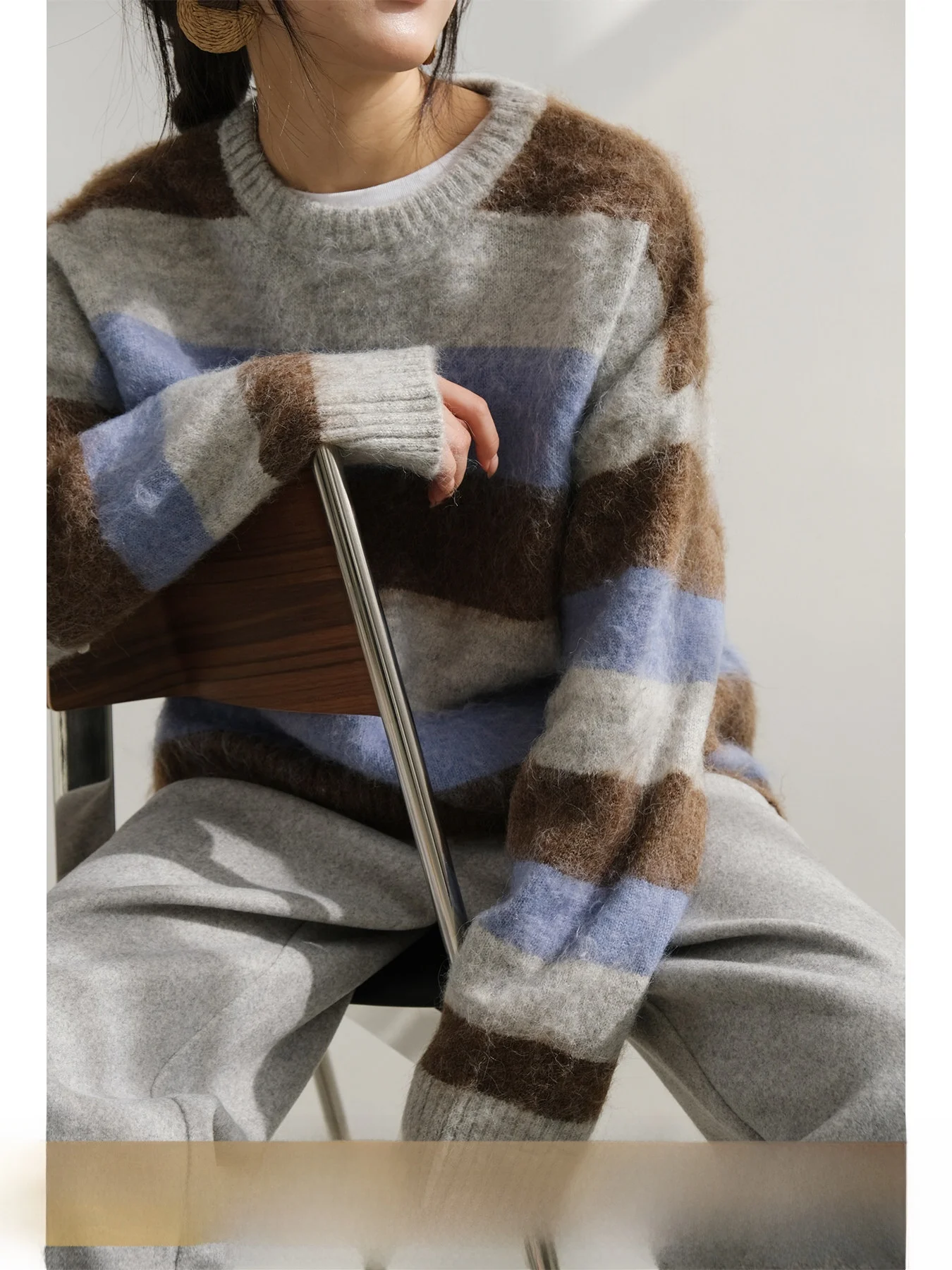 Warm Wool Blend Women's Knitwear round Ne Pullover Camel Hair Mixed High Quali Color Blo Lazy Brued Sweater for Women
Warm Wool Blend Women's Knitwear round Ne Pullover Camel Hair Mixed High Quali Color Blo Lazy Brued Sweater for Women