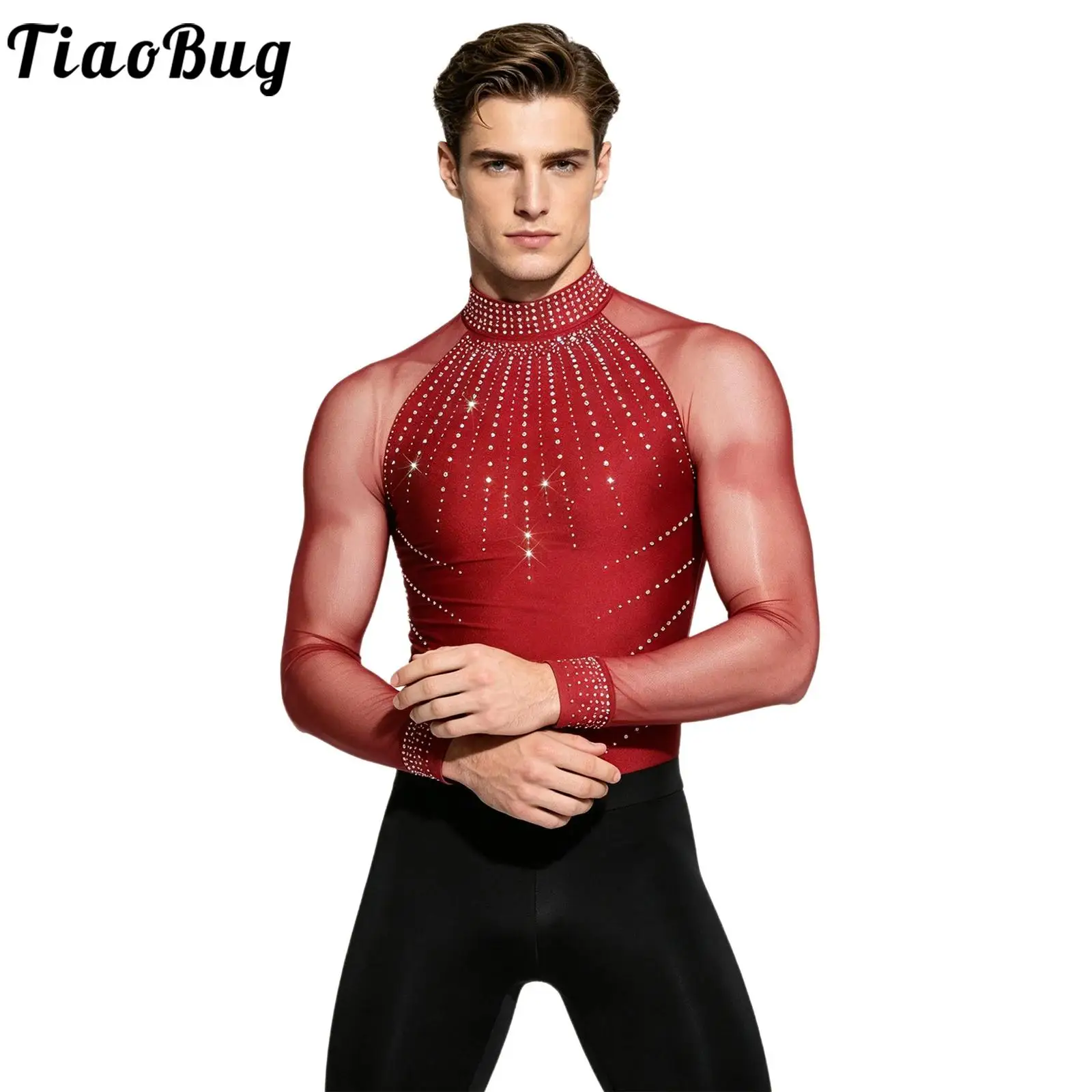 Men Figure Skating Leotards Ballet Gymnastic Costumes Sparkly Rhinestones Sheer Mesh Long Sleeve Bodysuit for Jazz Tap Dancewear
Men Figure Skating Leotards Ballet Gymnastic Costumes Sparkly Rhinestones Sheer Mesh Long Sleeve Bodysuit for Jazz Tap Dancewear