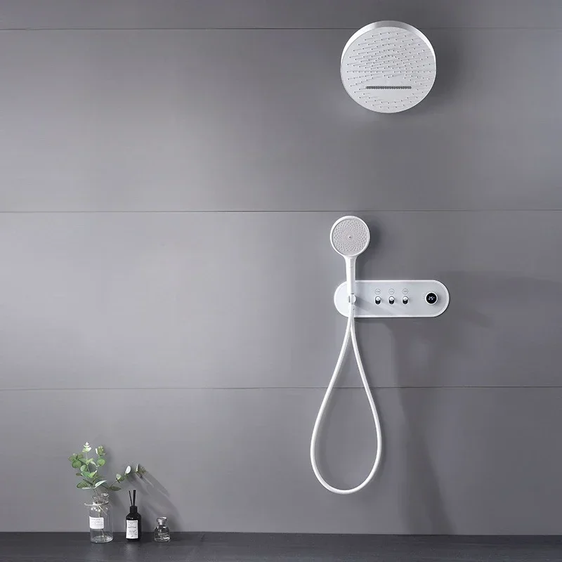 White Bathroom Shower System Set 3-function Rain Waterfall Shower Mixer Wall Mounted Shower Faucet Set
White Bathroom Shower System Set 3-function Rain Waterfall Shower Mixer Wall Mounted Shower Faucet Set