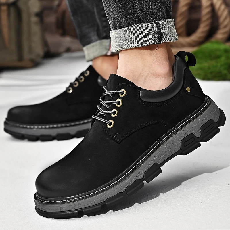 Genuine leather men's leather shoes Classic trendy designer style Youth outdoor leisure motorcycle walking thick soled shoes
Genuine leather men's leather shoes Classic trendy designer style Youth outdoor leisure motorcycle walking thick soled shoes