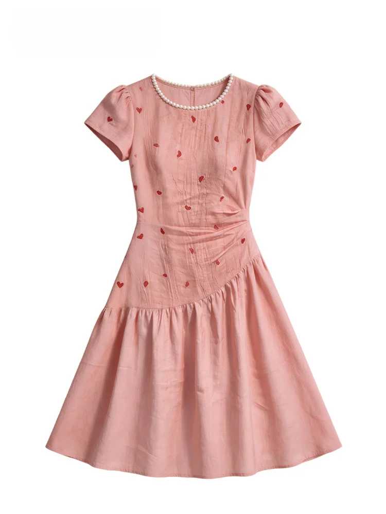 Summer New plus Size Women's Dress Cara CLUB Short Sleeve Waist Cinched A-Line Casual Pink Dress French Style Loose Fit
Summer New plus Size Women's Dress Cara CLUB Short Sleeve Waist Cinched A-Line Casual Pink Dress French Style Loose Fit