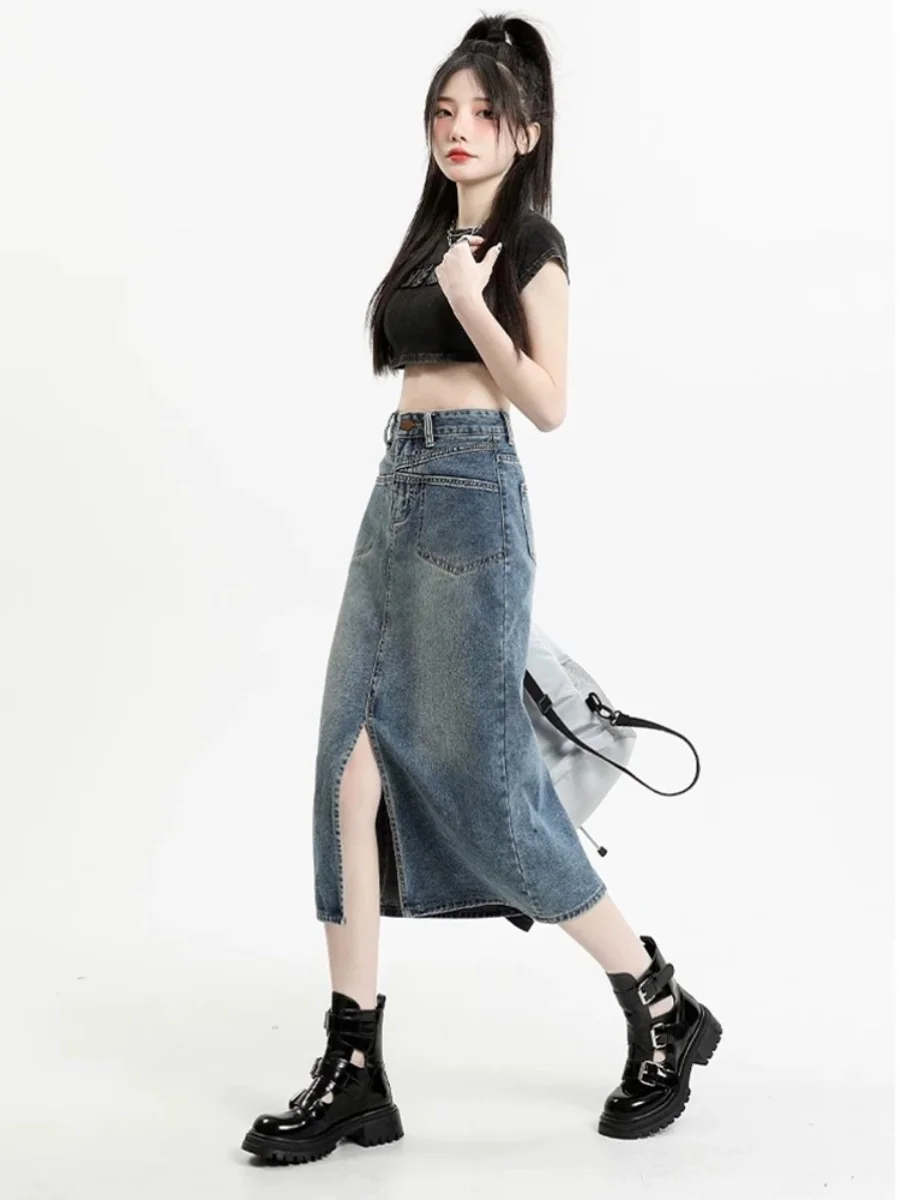 Ретро-синяя джинсовая юбка с высокой талией для женщин больших размеров, с разрезом, средней длины, летняя новинка из Гуанчжоу Синьтан
Ретро-синяя джинсовая юбка с высокой талией для женщин больших размеров, с разрезом, средней длины, летняя новинка из Гуанчжоу Синьтан