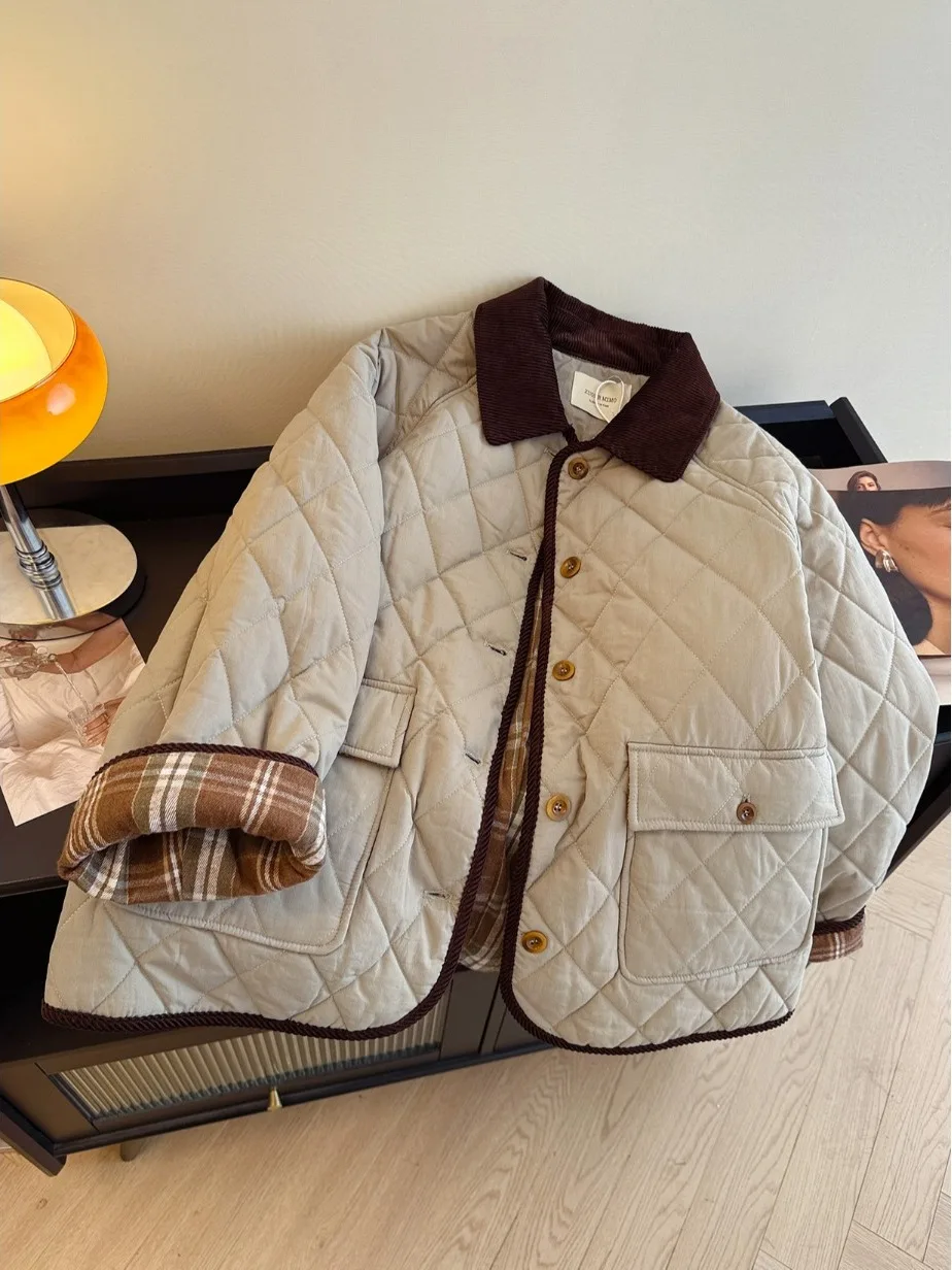 High-End Flannel Collar Patchwork down Cotton Jaet Women's Winter Loose Filled Warm Open Cardigan Cotton Coat Top
High-End Flannel Collar Patchwork down Cotton Jaet Women's Winter Loose Filled Warm Open Cardigan Cotton Coat Top