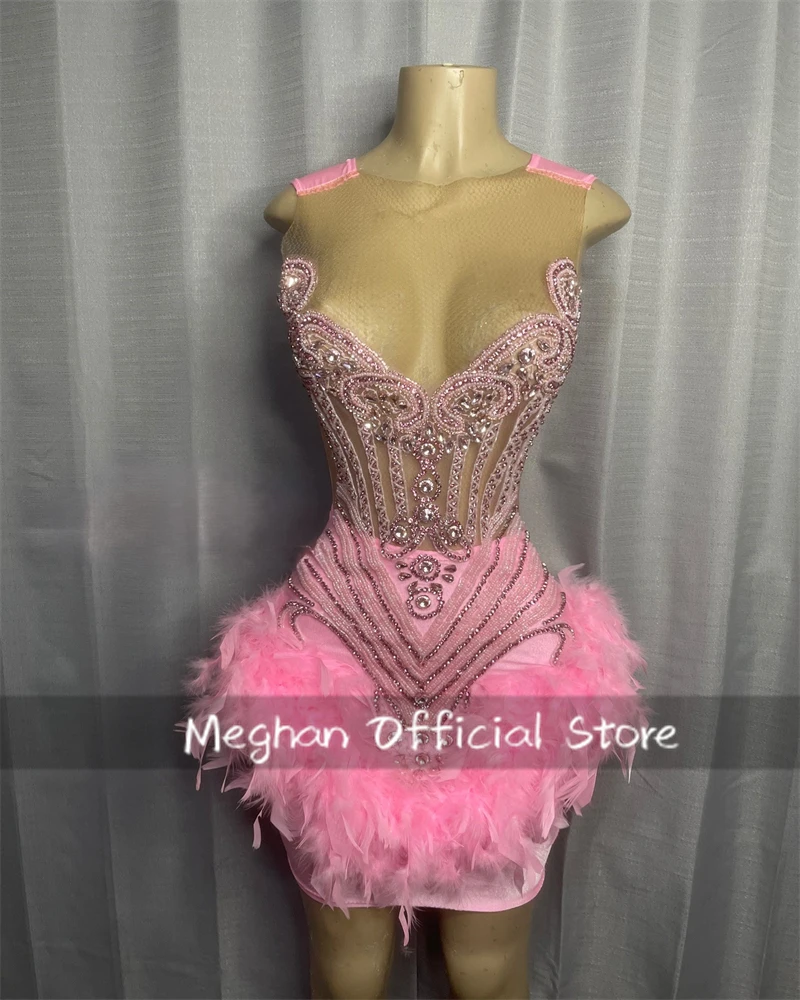 Pink O N Short Prom Dresses For Black Girl Bead Crystal 2025 Birthday Luxury Dress Feather Graduation Gown Homecoming Customized
Pink O N Short Prom Dresses For Black Girl Bead Crystal 2025 Birthday Luxury Dress Feather Graduation Gown Homecoming Customized