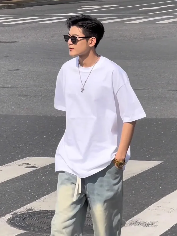 White Pure Cotton Short Sleeve T-Shirt Men's Style Spring Summer Small Collar Half Sleeve American Heavyweight Base Layer Shirt
White Pure Cotton Short Sleeve T-Shirt Men's Style Spring Summer Small Collar Half Sleeve American Heavyweight Base Layer Shirt