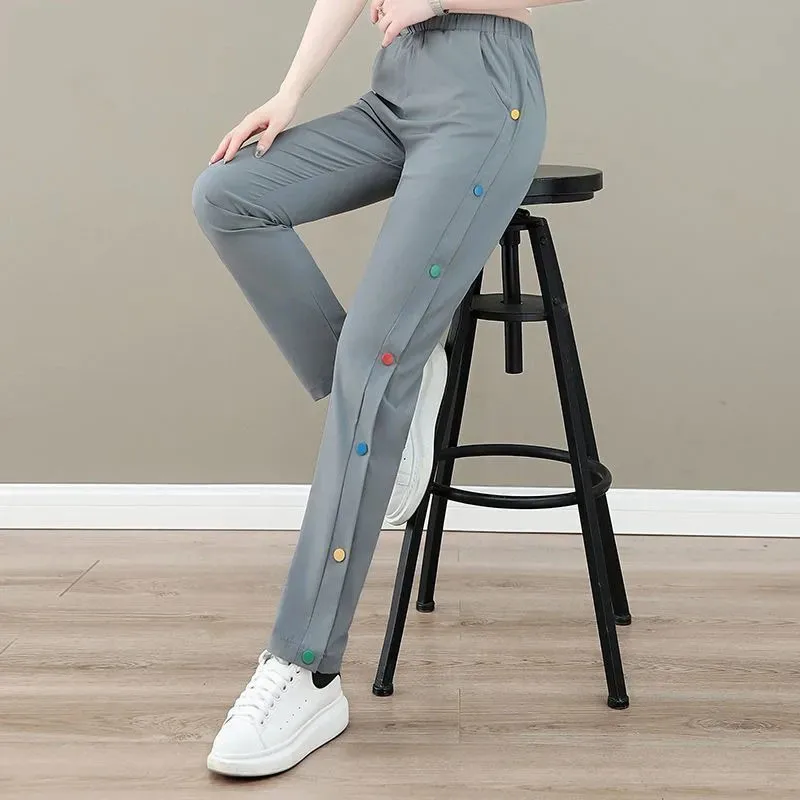 2023 Spring Summer Ice Silk Casual Pants Women's Fashion Anti-Exposure Air Trousers Gray Black Elastic Waist Sport Pants Female
2023 Spring Summer Ice Silk Casual Pants Women's Fashion Anti-Exposure Air Trousers Gray Black Elastic Waist Sport Pants Female