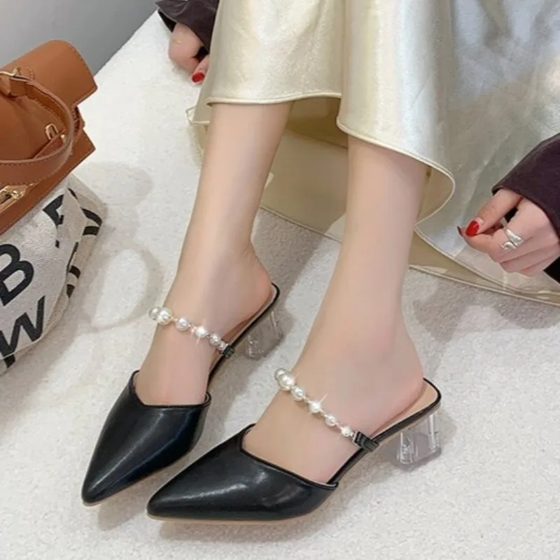 Women's Pointed Toe Pearl Strap Chunky Heel Open Toe Mules Slippers Elegant Slip-On Casual Shoes
Women's Pointed Toe Pearl Strap Chunky Heel Open Toe Mules Slippers Elegant Slip-On Casual Shoes