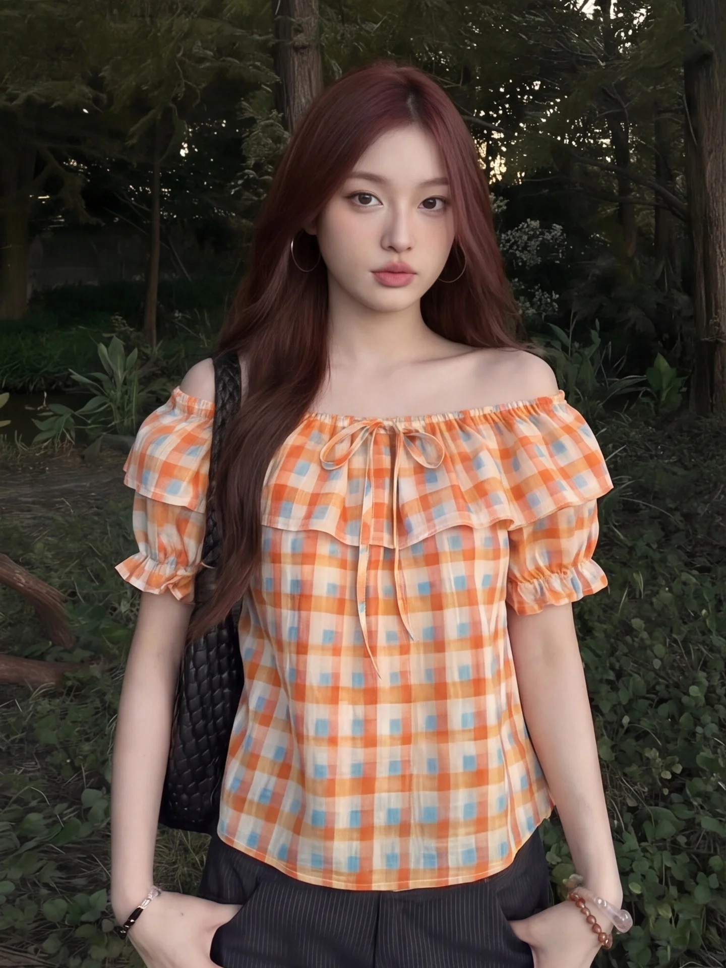 Dopamine Color Block Plaid Lace Trim One Shoulder Shirt Women Summer Super Beautiful Knot Belt Short Sleeve Top
Dopamine Color Block Plaid Lace Trim One Shoulder Shirt Women Summer Super Beautiful Knot Belt Short Sleeve Top