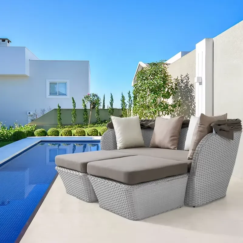 Modern Leisure Patio Garden Wicker Day Bed Sunbed Outdoor Poolside Rattan Chaise Lounge Aluminum Daybed with Canopy
Modern Leisure Patio Garden Wicker Day Bed Sunbed Outdoor Poolside Rattan Chaise Lounge Aluminum Daybed with Canopy