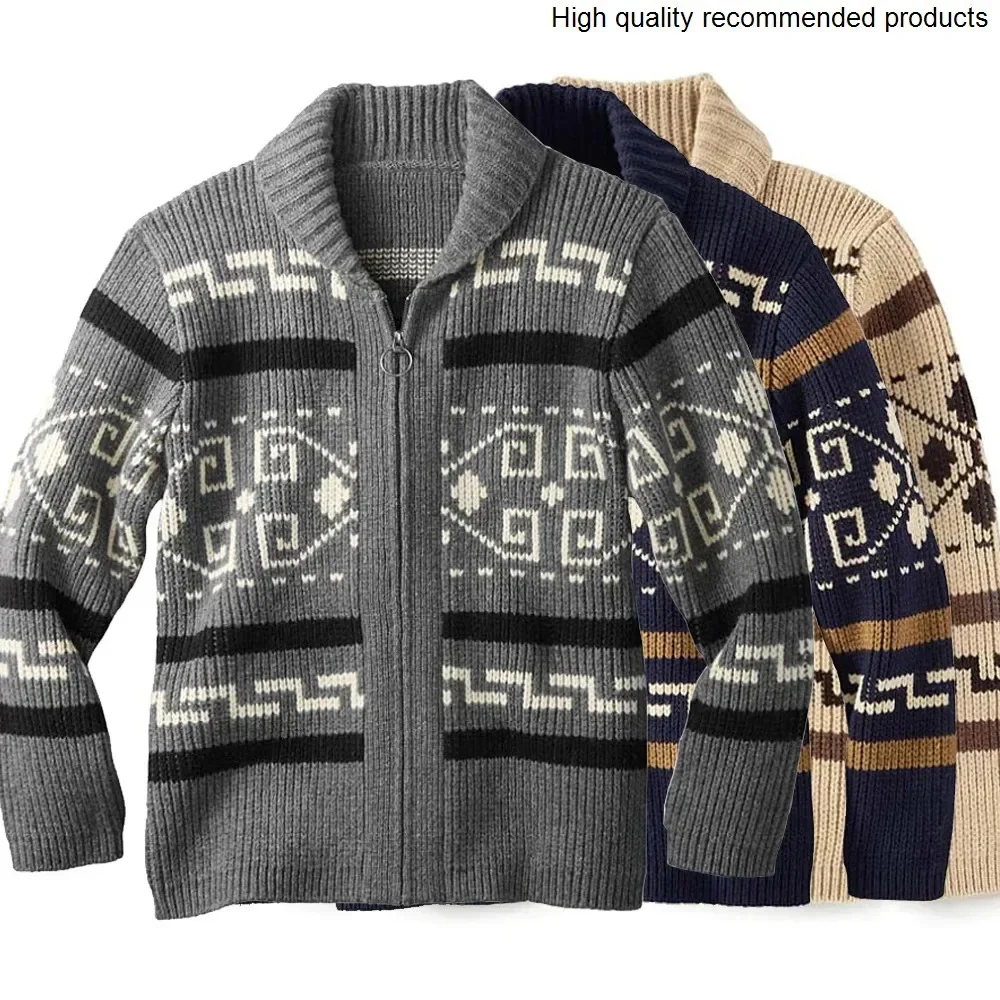 Zip Up Cardigans Men Kintted Vintage Sweater Autumn Winter Shawl Collar Knit Jacket Casual Geometric Jacquard Knitwear Jerseis
Zip Up Cardigans Men Kintted Vintage Sweater Autumn Winter Shawl Collar Knit Jacket Casual Geometric Jacquard Knitwear Jerseis
