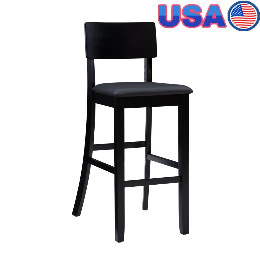 Contemporary Low Back Wood Bar Stool 30" Seat Height Black Finish Padded Vinyl Seat Durable Rubberwood Supportive Design
Contemporary Low Back Wood Bar Stool 30" Seat Height Black Finish Padded Vinyl Seat Durable Rubberwood Supportive Design