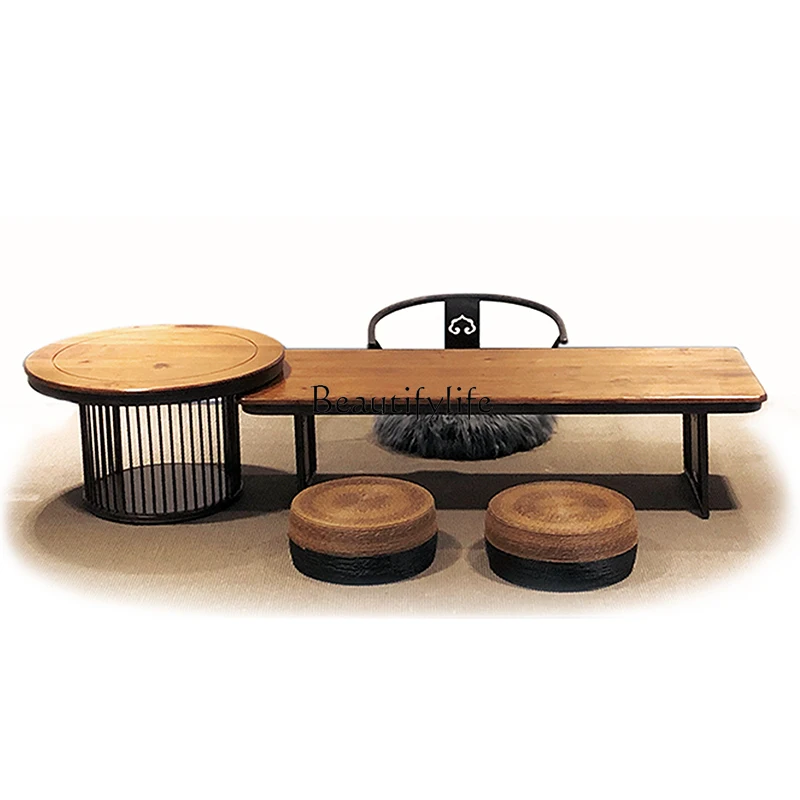Chinese antique low tea table round solid wood bay window Japanese tatami coffee table
Chinese antique low tea table round solid wood bay window Japanese tatami coffee table