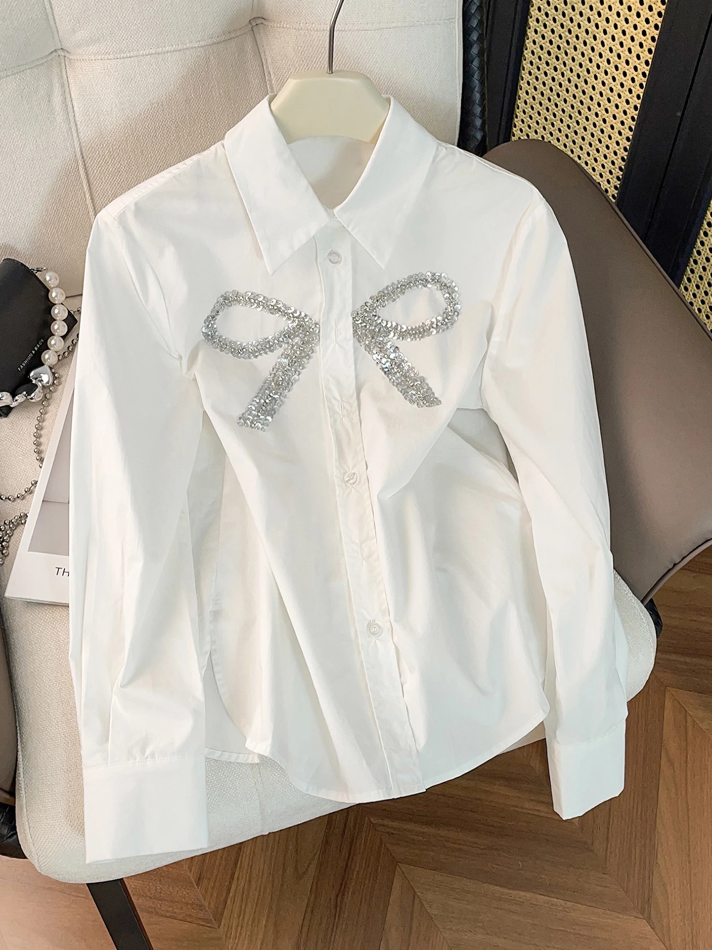 Ele White Long Sve Women's irt Knot Sequin High End Faion Autumn Winter New Sle Commute Sle Straight...
Ele White Long Sve Women's irt Knot Sequin High End Faion Autumn Winter New Sle Commute Sle Straight...