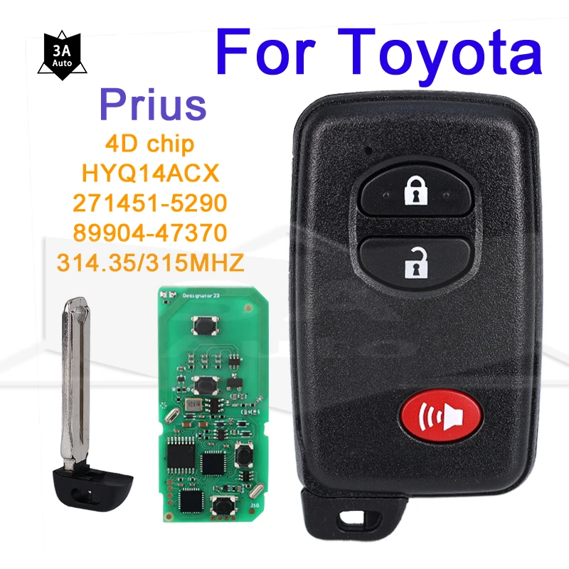 Control Remote Car Key HYQ14ACX for Toyota Venza Prius Board 271451-5290 89904-47370 FCC ID 314.35/315MHz Fob 4D Chip
Control Remote Car Key HYQ14ACX for Toyota Venza Prius Board 271451-5290 89904-47370 FCC ID 314.35/315MHz Fob 4D Chip