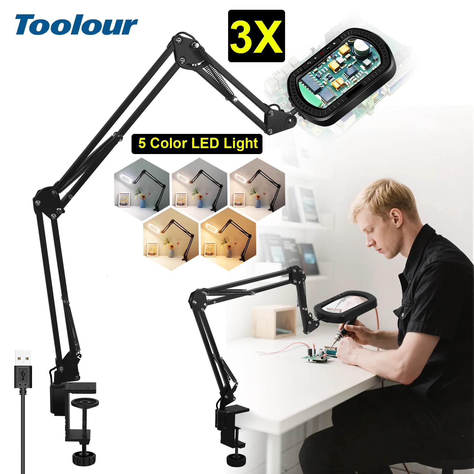 Toolour 3X прямоугольная лупа с подсветкой/настоящее стекло/5 цветовых режимов настольная лампа с бесступенчатой регулировкой яркости и поворотным кронштейном для чтения
Toolour 3X прямоугольная лупа с подсветкой/настоящее стекло/5 цветовых режимов настольная лампа с бесступенчатой регулировкой яркости и поворотным кронштейном для чтения