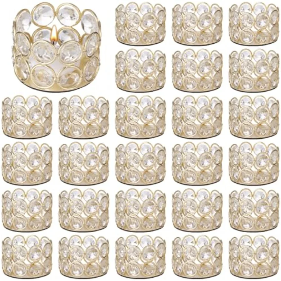 30 PCS Metal Crystal Tealight Candle Holders Golden Iron Candle Stand with Clear Plastic Crystal Elegant Table Centerpiece Deco
30 PCS Metal Crystal Tealight Candle Holders Golden Iron Candle Stand with Clear Plastic Crystal Elegant Table Centerpiece Deco