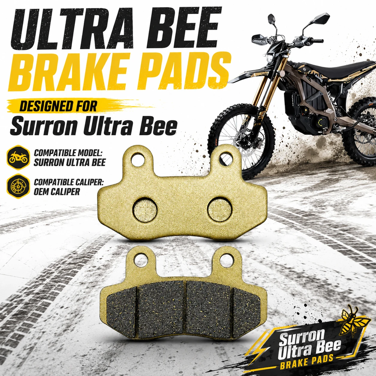 Ultra Bee Brake Pads Semi-Metallic All Weather for Surron Ultra Bee Electric Dirt Bike Front Rear Replacement
Ultra Bee Brake Pads Semi-Metallic All Weather for Surron Ultra Bee Electric Dirt Bike Front Rear Replacement