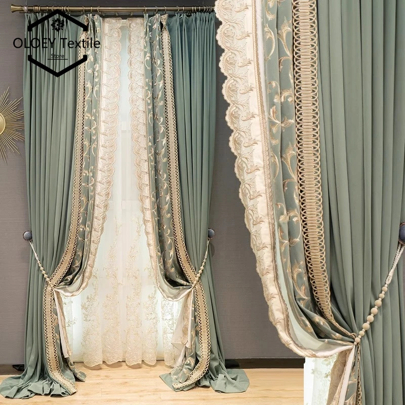 Modern Light Luxury Teal Velvet Embroidered French American Style curtains for Living Room Bedroom Blackout Drapes Custom tulle
Modern Light Luxury Teal Velvet Embroidered French American Style curtains for Living Room Bedroom Blackout Drapes Custom tulle