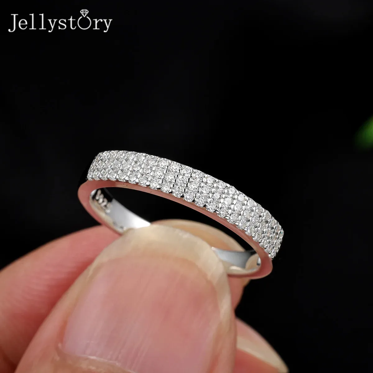 JellyStory Trilogy Half Ring Story Love Gift for Her S925 Silver 3 Row Inlaid Moissanite Simple Band Niche Light Luxury Jewelry
JellyStory Trilogy Half Ring Story Love Gift for Her S925 Silver 3 Row Inlaid Moissanite Simple Band Niche Light Luxury Jewelry