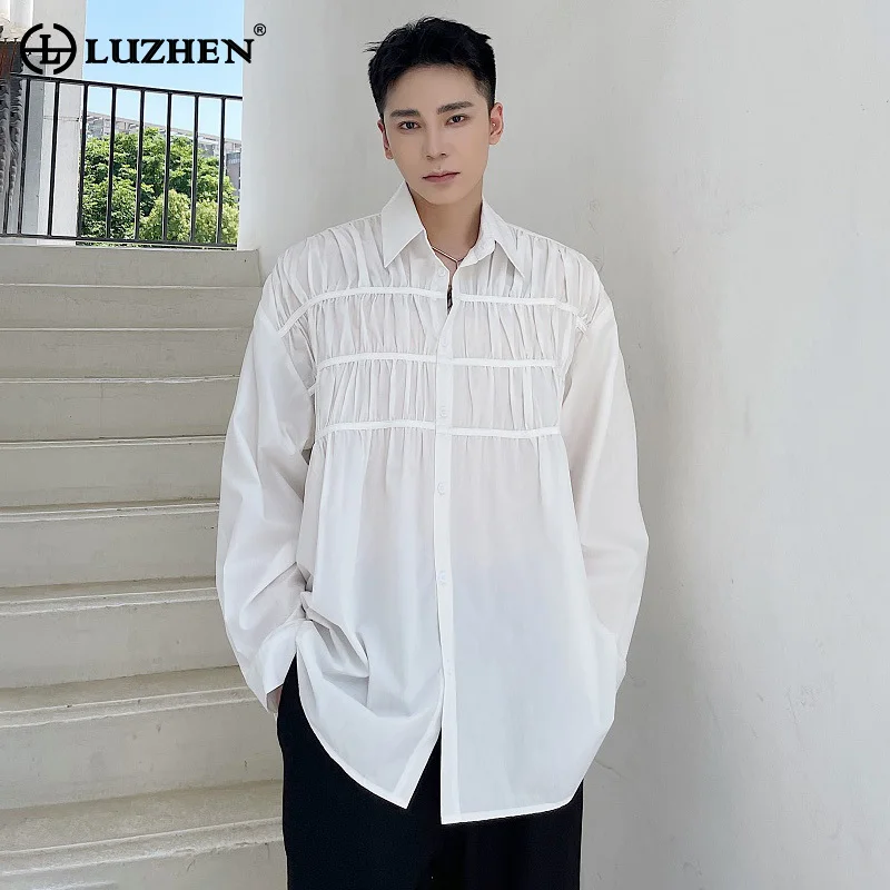 LUZHEN 2024 Spring Pleated Design Long Sleeved Shirts Solid Color Original Personality Elegant Trendy Handsome Men's Tops LZ3026
LUZHEN 2024 Spring Pleated Design Long Sleeved Shirts Solid Color Original Personality Elegant Trendy Handsome Men's Tops LZ3026