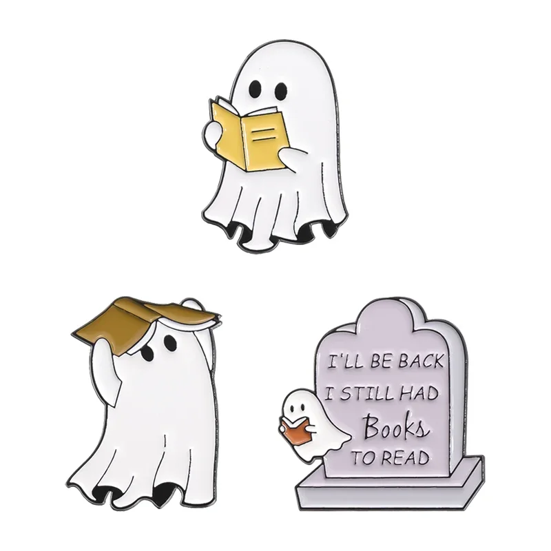 Cartoon Boo Ghost Love Reading Enamel Pins Custom I'll Be Back I Still Had Books To Read Brooches Lapel Badge Accessories Gifts
Cartoon Boo Ghost Love Reading Enamel Pins Custom I'll Be Back I Still Had Books To Read Brooches Lapel Badge Accessories Gifts