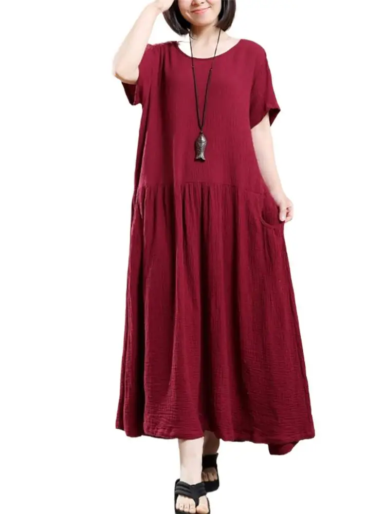 Casual Solid summer Dress 2024 Autumn Women Elegant Loose O-Neck Short Sleeves Dress Cotton Linen Boho Long Dress Vestidos
Casual Solid summer Dress 2024 Autumn Women Elegant Loose O-Neck Short Sleeves Dress Cotton Linen Boho Long Dress Vestidos