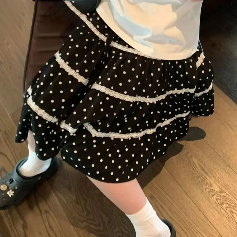 Черные кружевные многоуровневые юбки в горошек, женские корейские шикарные милые универсальные юбки-миди, повседневные Y2k Faldas
Черные кружевные многоуровневые юбки в горошек, женские корейские шикарные милые универсальные юбки-миди, повседневные Y2k Faldas