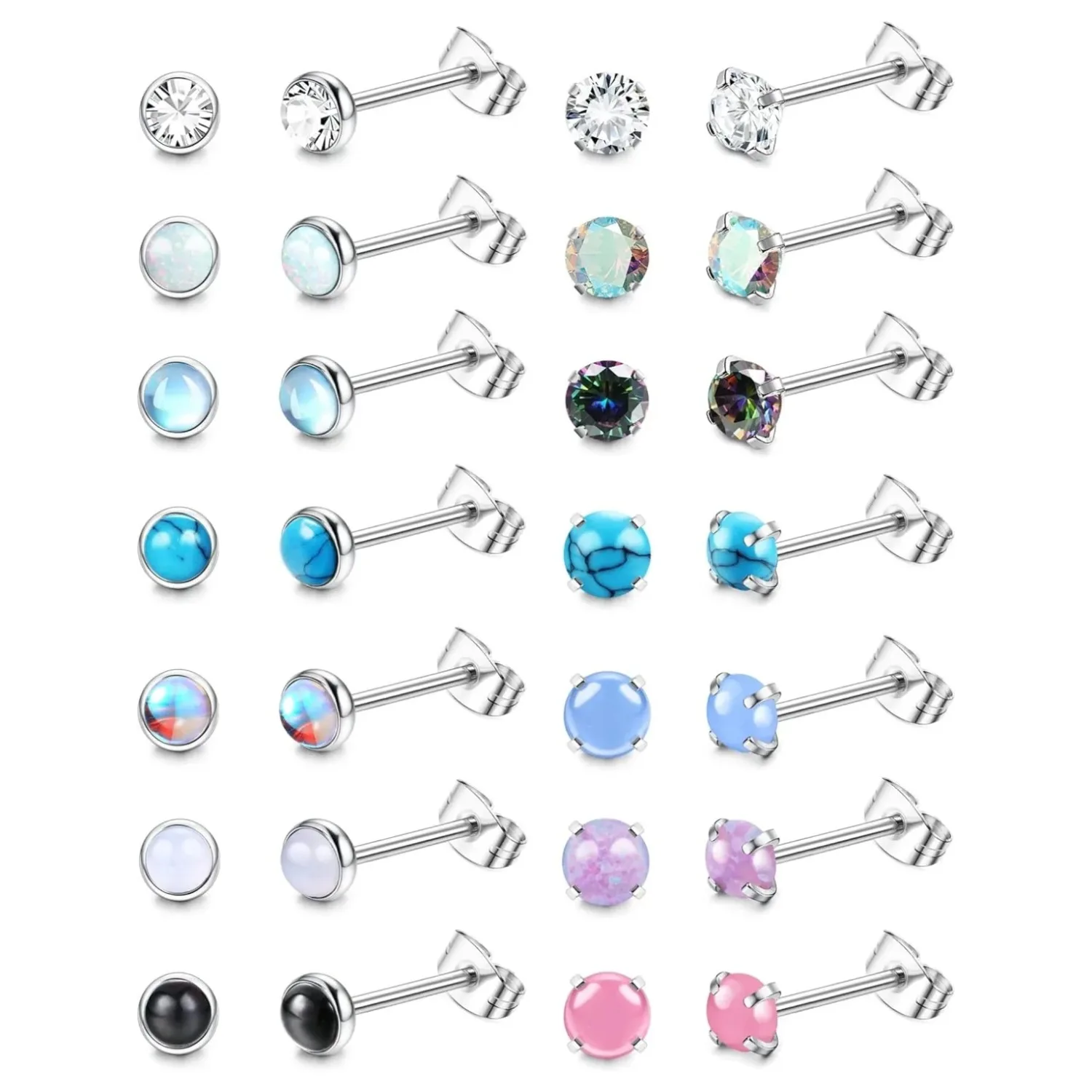 Bobisty 14 Pairs Hypoallergenic Surgical Steel Earrings for Women Men CZ Opal Stud Earrings Set Cartilage Piercing Jewelry 20G
Bobisty 14 Pairs Hypoallergenic Surgical Steel Earrings for Women Men CZ Opal Stud Earrings Set Cartilage Piercing Jewelry 20G