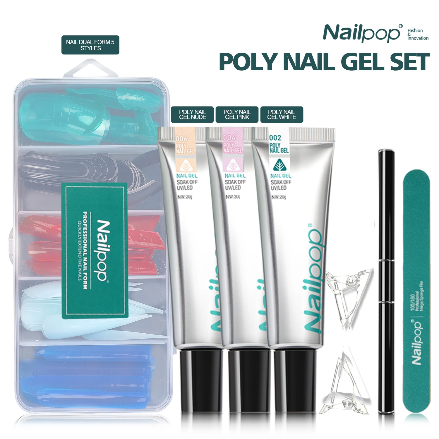 Nailpop Professional Nail Extension Kit Poly Gel Dual Forms Set 3 Colors Clear Pink Nude with Nail Clips File Brush Beauty Tools
Nailpop Professional Nail Extension Kit Poly Gel Dual Forms Set 3 Colors Clear Pink Nude with Nail Clips File Brush Beauty Tools