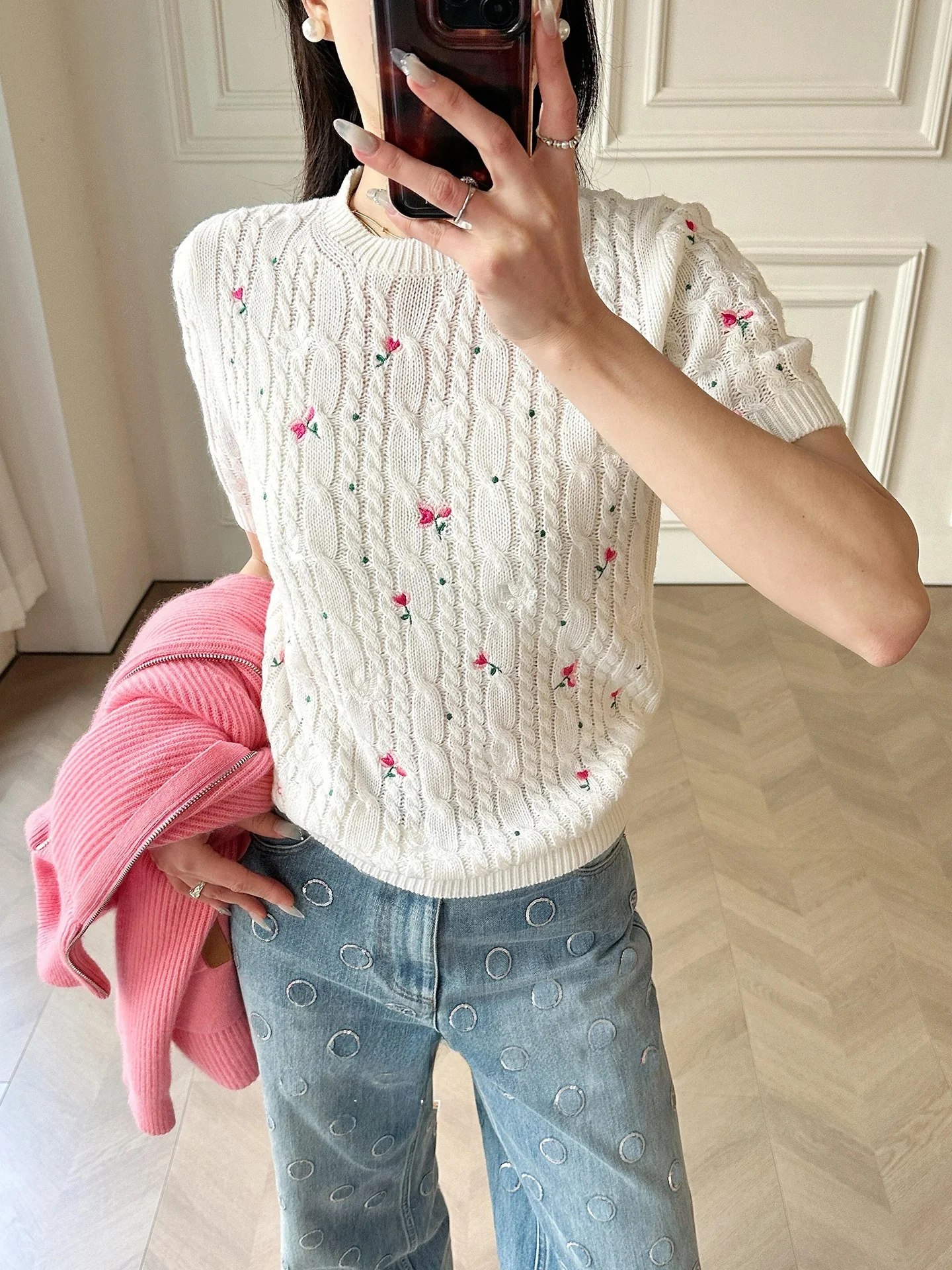 MUAUU GIRL Premium Knitted Short Sleeve round Neck Top Sweet Style Spring 2026 Breathable Soft Mixed Fiber Casual Wear
MUAUU GIRL Premium Knitted Short Sleeve round Neck Top Sweet Style Spring 2026 Breathable Soft Mixed Fiber Casual Wear