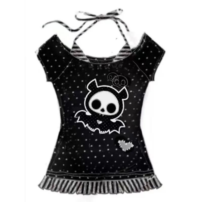 Japanese Subculture Polka Dot Stitching Striped Short-sleeved T-shirt Harajuku Rock Subculture Hottie Tees Fake Two Halter Tops
Japanese Subculture Polka Dot Stitching Striped Short-sleeved T-shirt Harajuku Rock Subculture Hottie Tees Fake Two Halter Tops