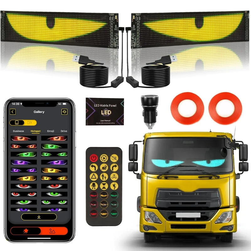2PCS Devil Eyes Light for Truck Windshield LED Matrix Panel Flexible LED Screen with App Remote Control DIY for Car Trucks SUVs
2PCS Devil Eyes Light for Truck Windshield LED Matrix Panel Flexible LED Screen with App Remote Control DIY for Car Trucks SUVs